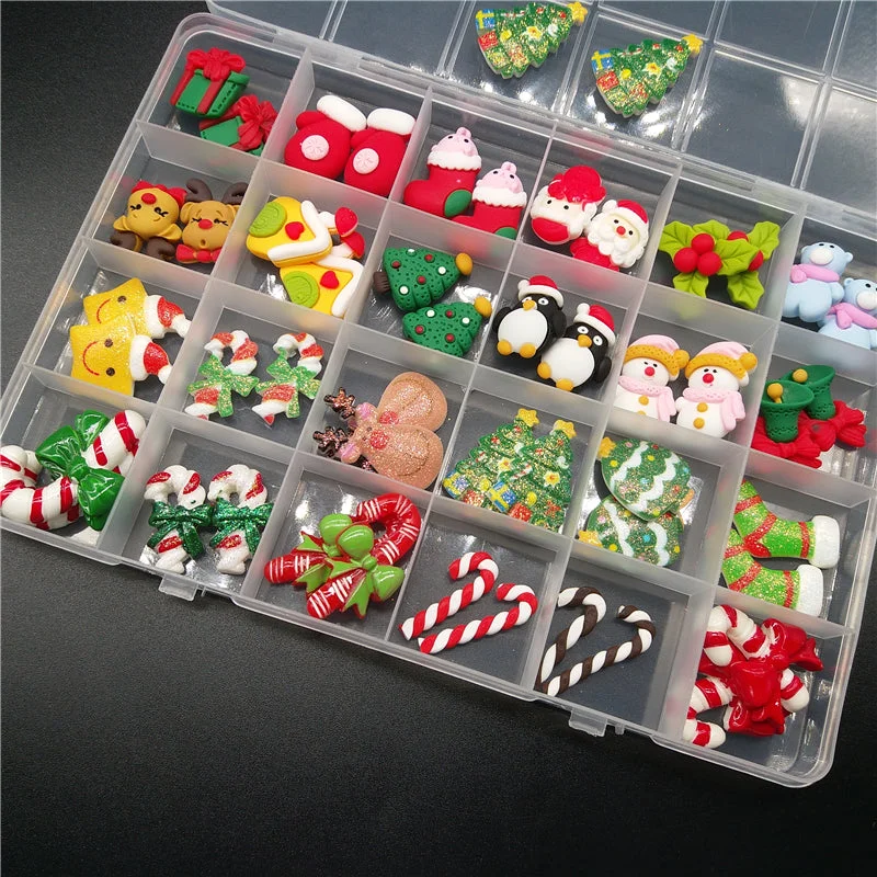 Nail rhinestone nature mix-One Box New Design DIY Christmas nail charm Nail Art Rhinestones Deocration  Accessories  nail charms kawaii resin