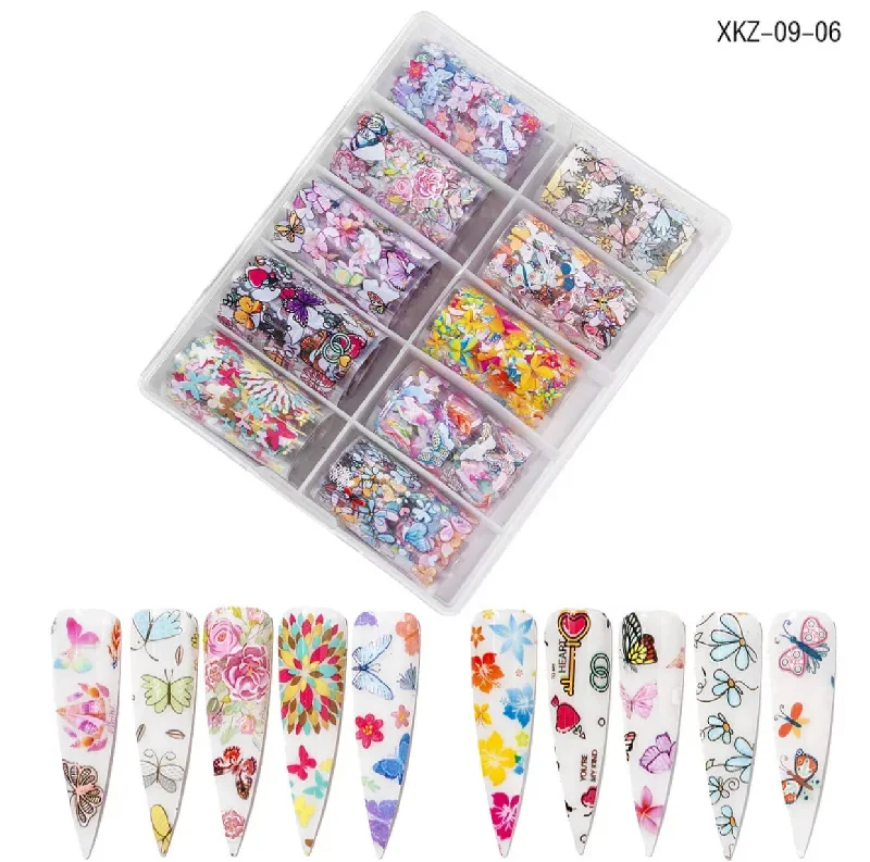 Nail art decoration fan art-Foil set Mix Butterfly & Spring Design-XKZ-09-06