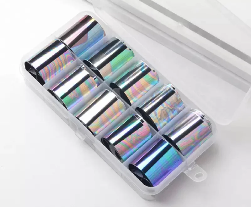 Nail art decoration DJ-Transfer Foils Box - Silver Marble