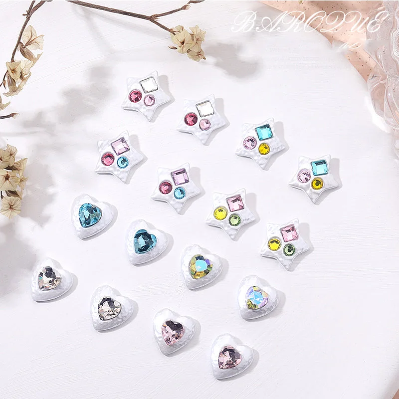 Nail rhinestone manga art-2022 Newest 3D Color Nail Art Supplies Cute Heart Glitter Diamond Nail Art Decoration