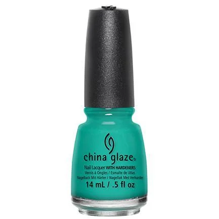 nail polish shell white-China Glaze - Turned Up Turquoise 0.5 oz - #70345