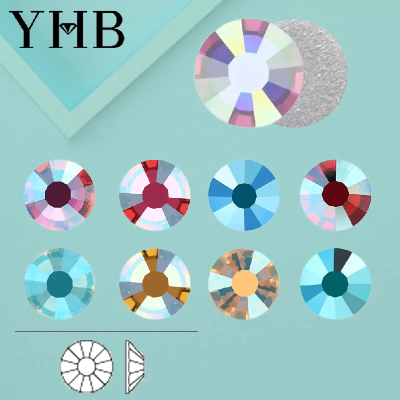 Nail rhinestone made-to-order-YHB 101AB 163AB Crystal AB Fixie Cold Fixation FlatBack Non Hotfix Rhinestone For Bags Nails Fabric Garment Decoration Nail Art|