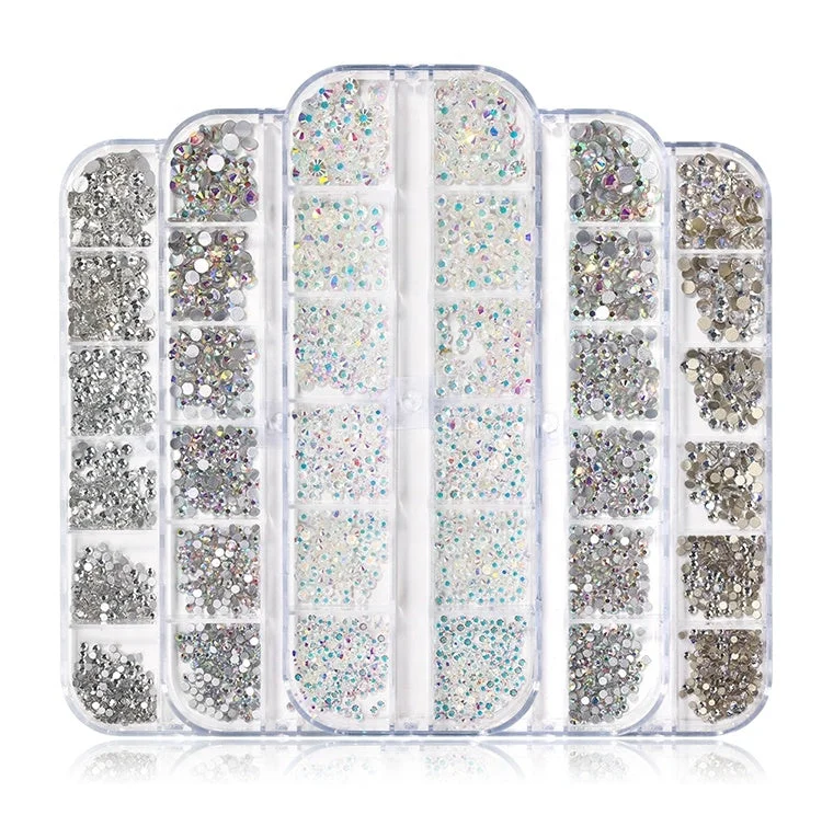 Nail rhinestone adhesive options-Wholesale Mix size flatback rhinestone crystal AB glass rhinestone nail supplies factory direct sale