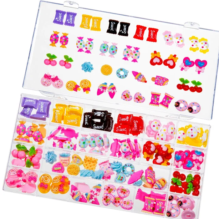 Nail rhinestone star dust-SHIZHIXIU 100pcs/boxes Kawaii Accessories Rhinestone Resin Charms 3D Cute Cartoon Candy Flower Gummy Bear Nail Charms  Ornaments