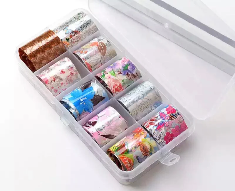 Nail art decoration vodka-Transfer Foils Box - Flowers 🌸