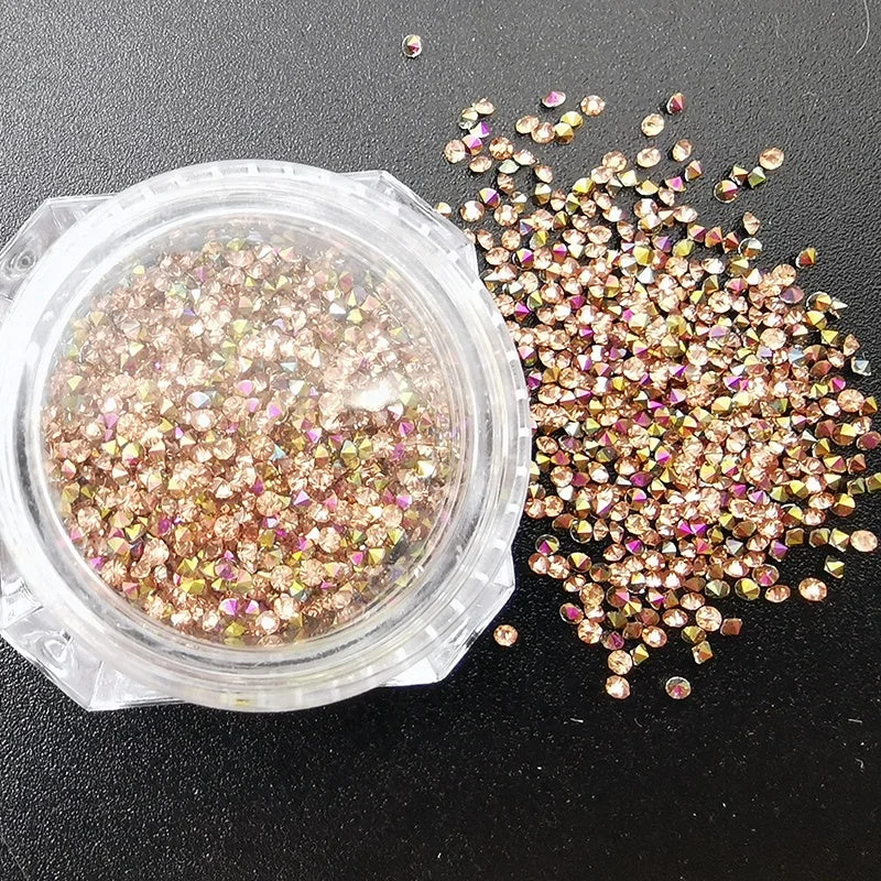 Nail rhinestone gentle removal-Wholesale Koria Glass Sizes 1.2MM Mix Designs Bling Nail Art Rainbow Gold Crystal Golden Rhinestones For Nails Art Decoration