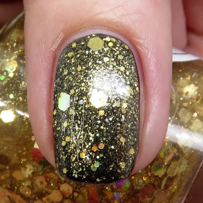 nail polish lakeside-Fistful of Latinum Nail Polish - holographic gold top coat